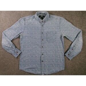 Forever 21 Shirt Mens M Blue Printed Button Front Classic Preppy Causal SEE